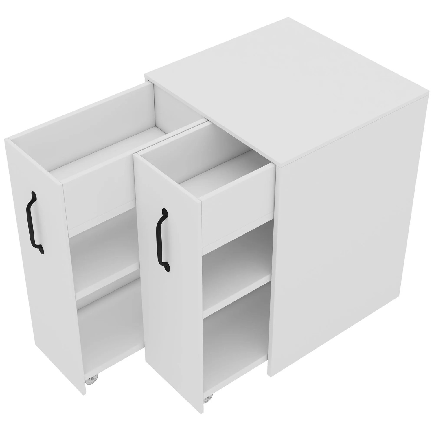 Merax Bücherregal 52x50x75cm Rollen Schubladen Weiß