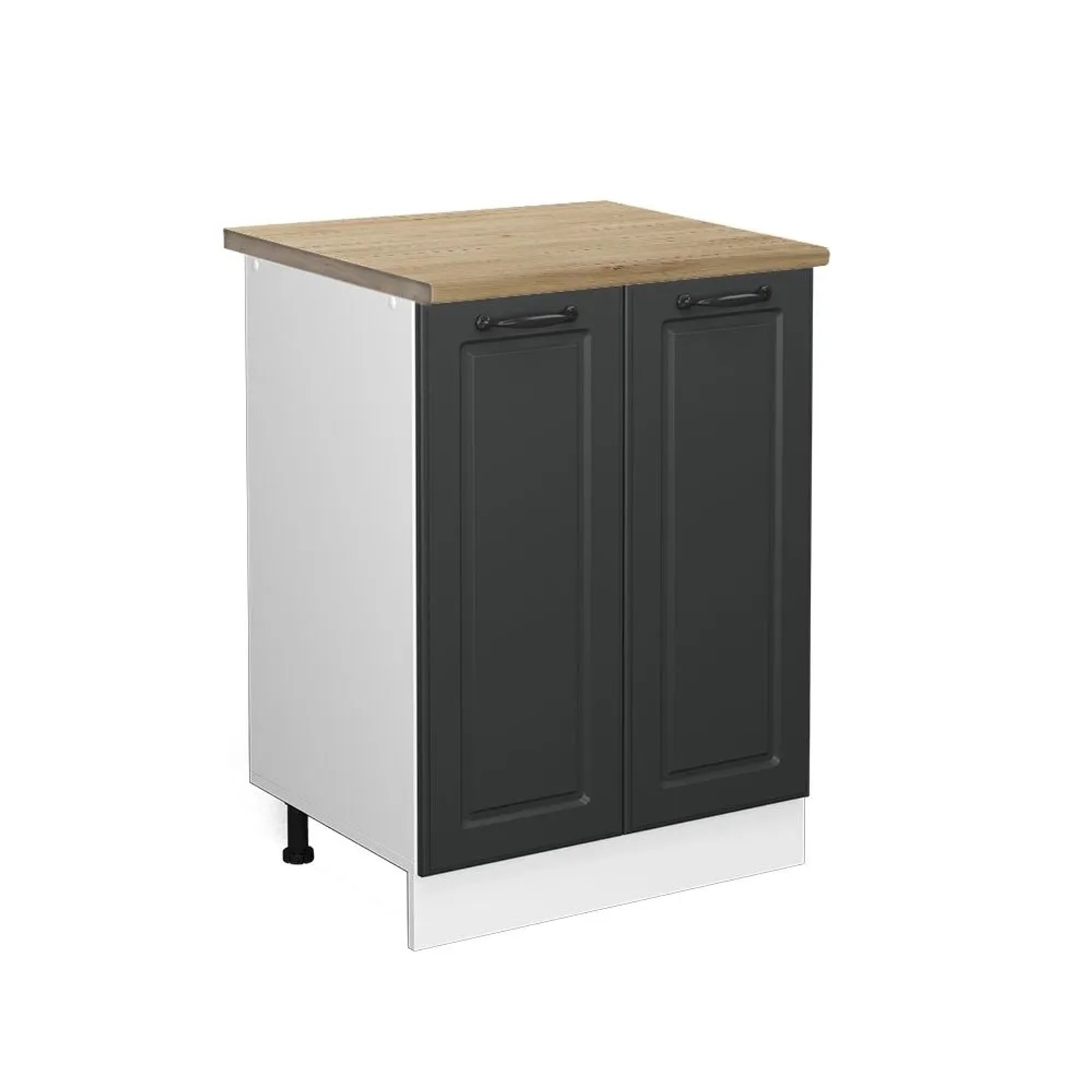 Vicco Küchenunterschrank R-Line Anthrazit Landhaus Weiß 60 cm AP Eiche