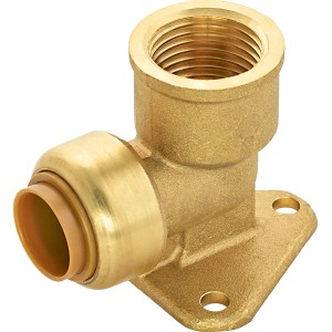 Steck-Winkel mit Wandscheibe, 15 mm x 18,6 mm, aus Messing für Heizung und Wasserinstallation.