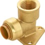 Steck-Winkel mit Wandscheibe, 15 mm x 18,6 mm, aus Messing für Heizung und Wasserinstallation.