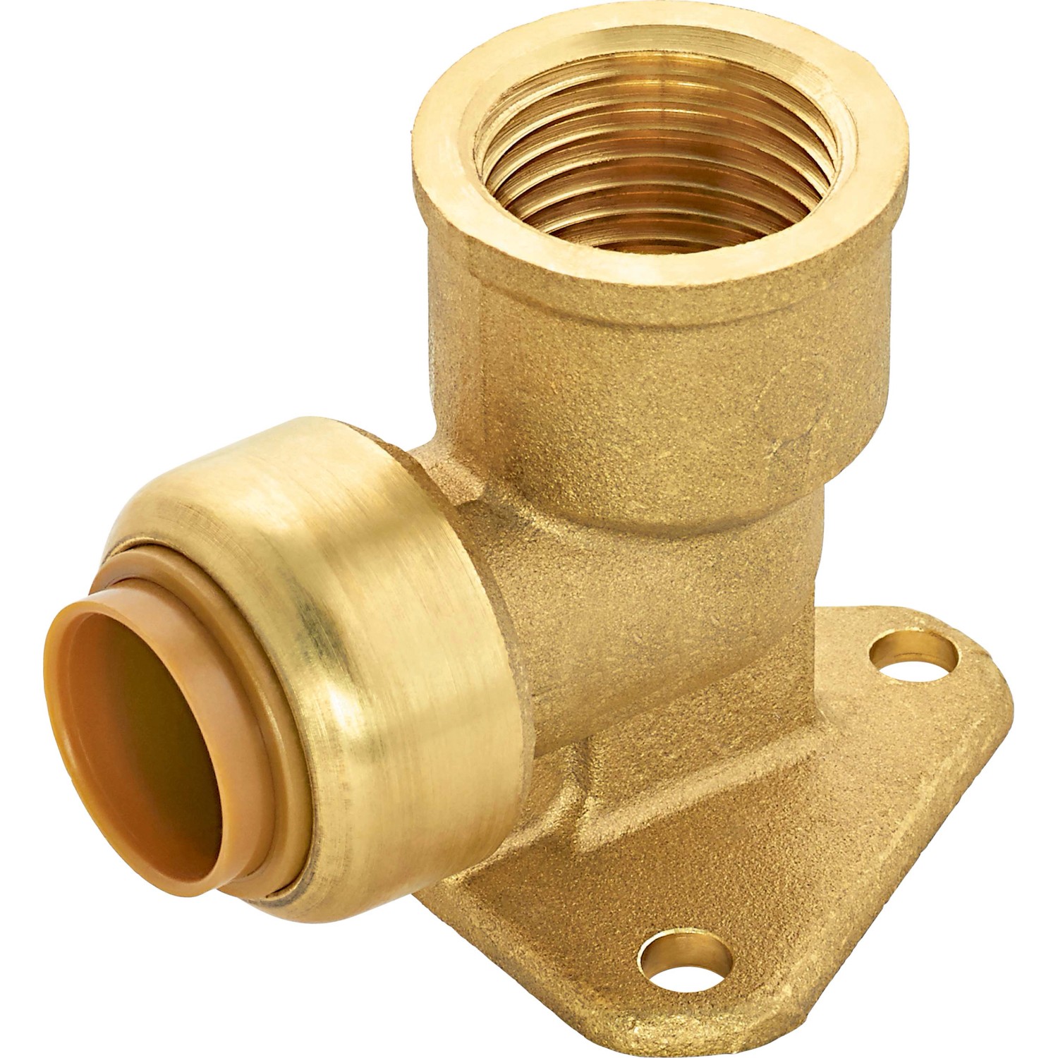 Steck-Winkel mit Wandscheibe, 15 mm x 18,6 mm, aus Messing für Heizung und Wasserinstallation.