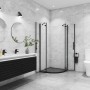 AICA Runddusche 90x90cm schwarz, 6mm NANO ESG Sicherheitsglas, im modernen Badambiente.