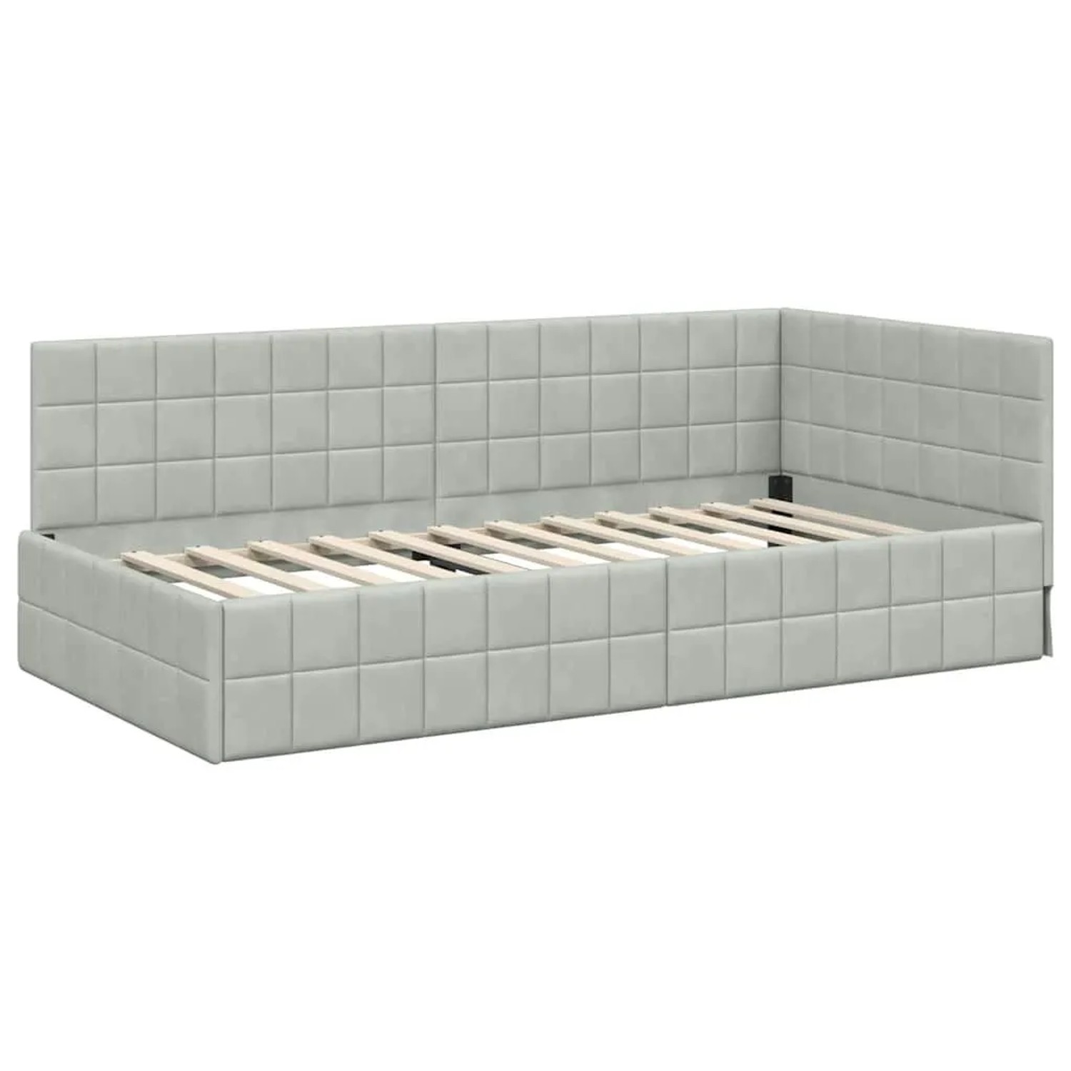 vidaXL Eckbettgestell mit Kopfteil Hellgrau 90 x 200 cm Stoff 42016388 günstig online kaufen