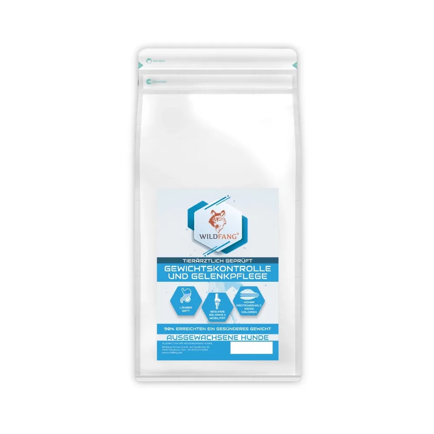 Wildfang VetLine Trockenfutter mit Peptiden für Hunde Gewichtskontrolle und Gelenkpflege 1,5 kg