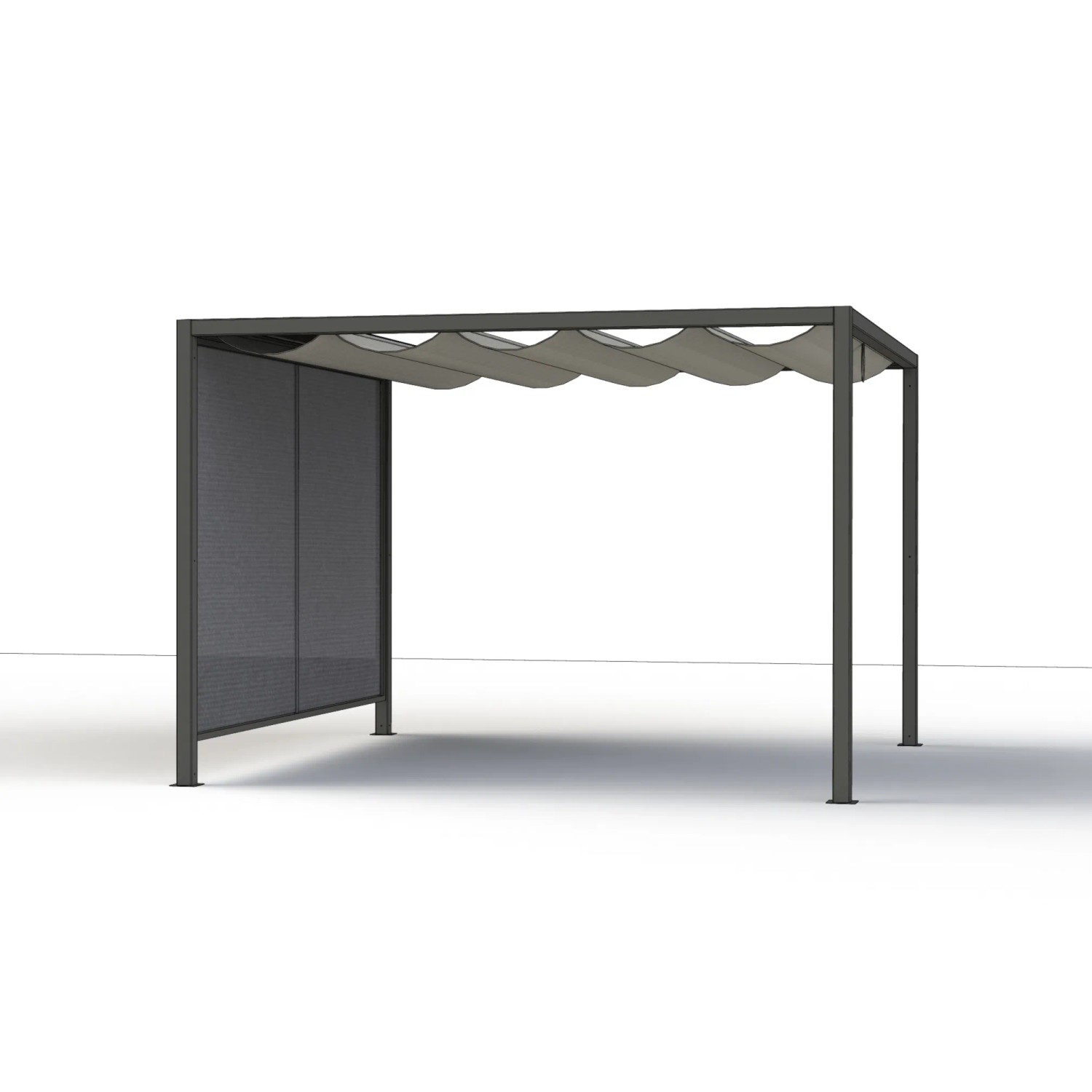 Siena Garden Pergola mit anthrazitfarbener Sichtblende (300x210 cm) als Wind- und Blickschutz.