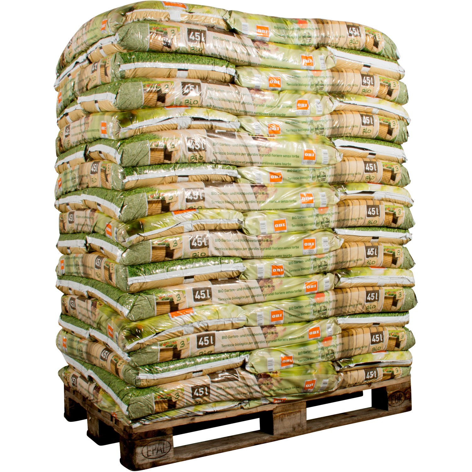 OBI Bio Garten- und Hochbeeterde torffrei 2.295 l (51 x 45 l) 1 Palette
