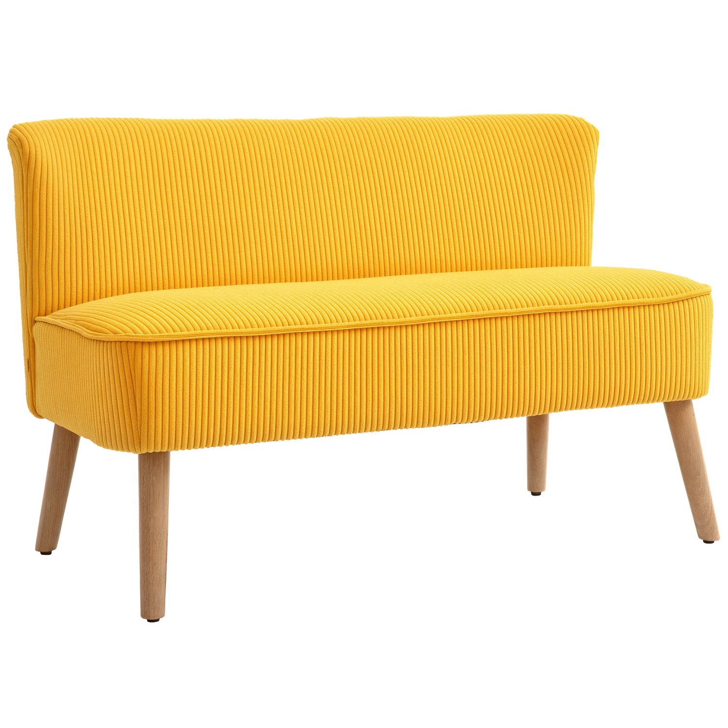 HOMCOM Sofa 2 Sitzer Holz für Wohnzimmer 117 x 56 x 77 cm Gelb günstig online kaufen