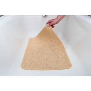 Beige Hydrowonder Duschmatte 40x60 cm aus geflochtenem Material in Badewanne.
