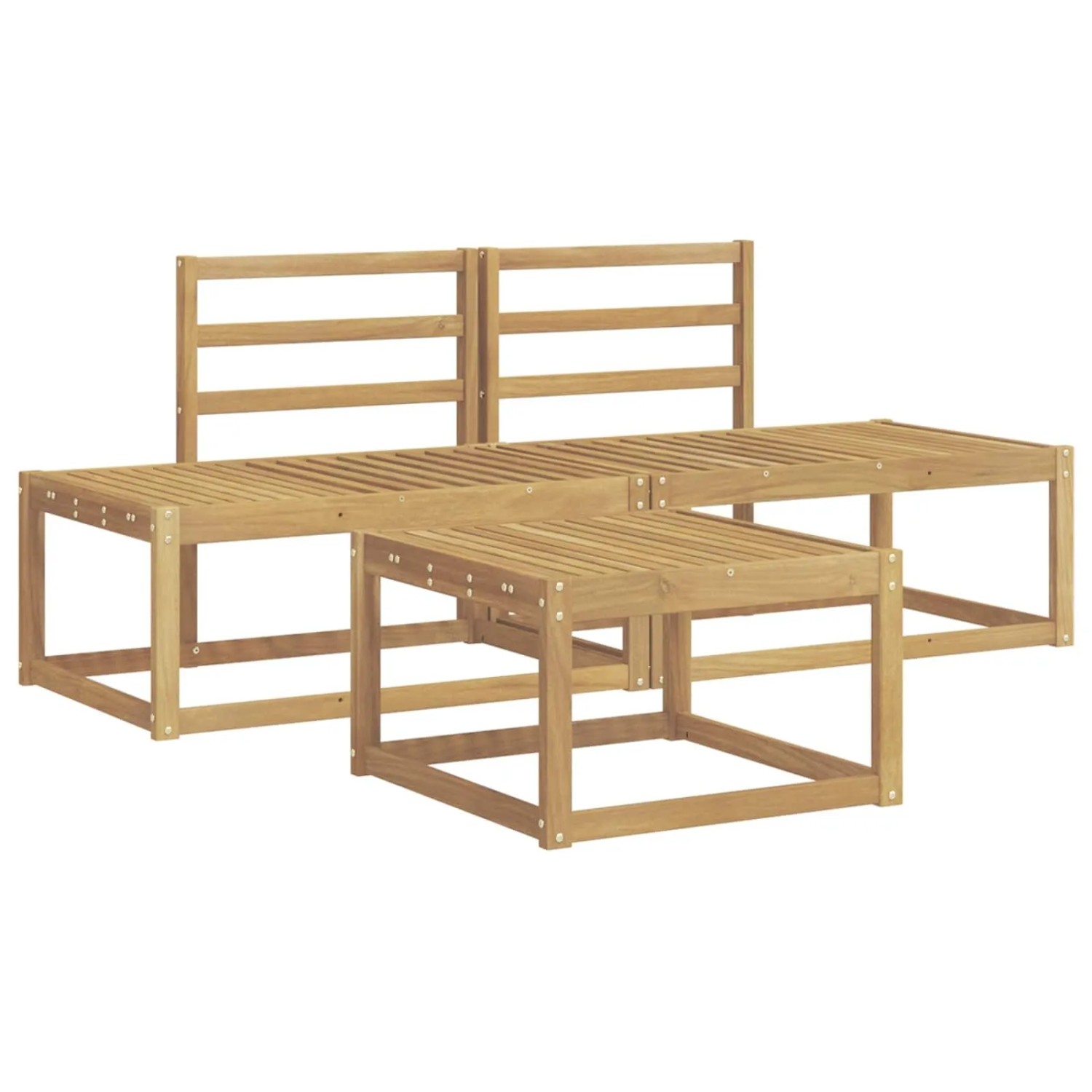 vidaXL Outdoor-Sofagarnitur 3 Stk Weiß Massivholz Akazie 3388178
