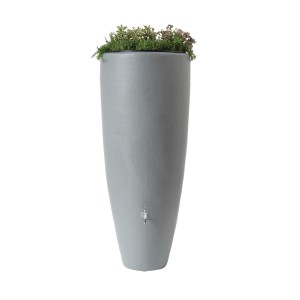 Garantia 2in1 Wasserbehälter, zinkgrau, 300 l, mit Pflanzschale und Wasserhahn.