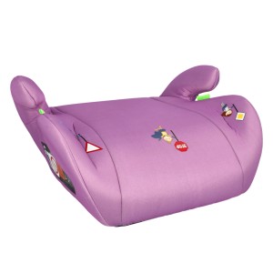 Lila Cartrend Kindersitzerhöhung mit Seitenaufprallschutz und kindlichen Motiven.