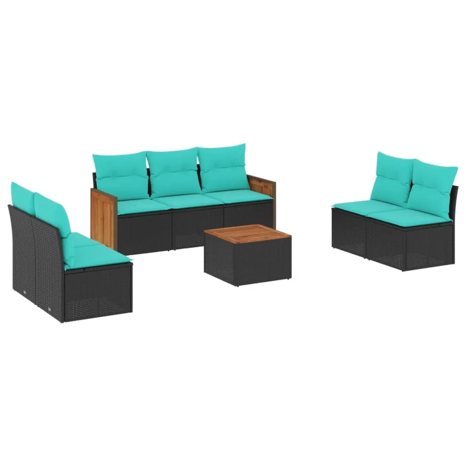 vidaXL 8-Tlg Gartensofa-Set mit Kissen Schwarz Polyrattan 3227562 günstig online kaufen