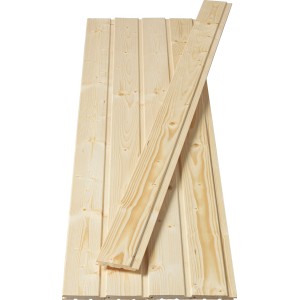 Unbehandeltes Profilholz Standard HF aus Fichte/Tanne, 12,5x96x2000 mm, für Wand- und Deckenverkleidung.