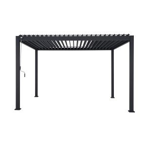 Leco Lamellenpergola Deluxe, 3x4 m, Anthrazit: Pavillon mit verstellbaren Lamellen für Schatten.