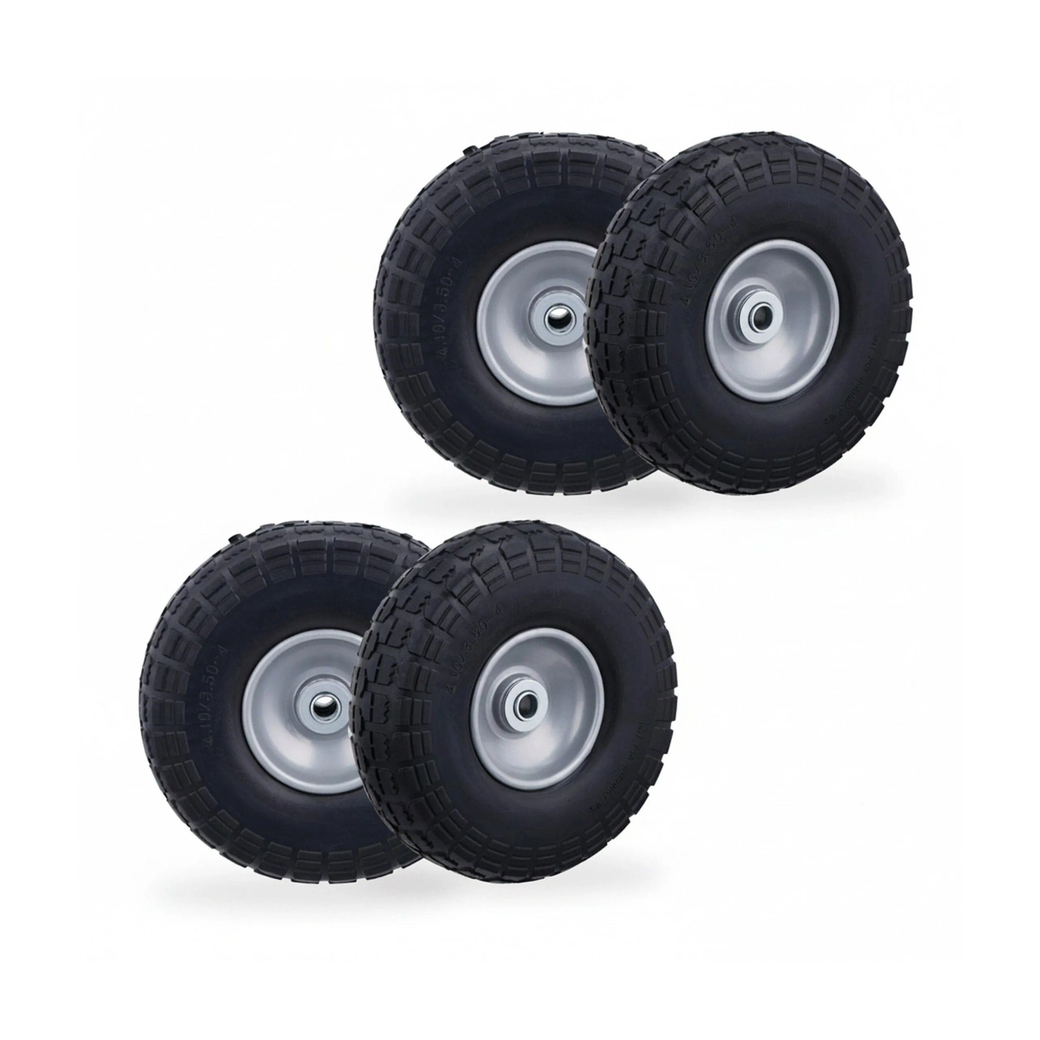 Relaxdays Sackkarrenrad 4er Set PU Schwarz-Grau Pannensicher 26 cm x 8,5 cm 1 kg