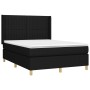 Schwarzes vidaXL Boxspringbett 140x190 cm mit Matratze und Kopfteil.