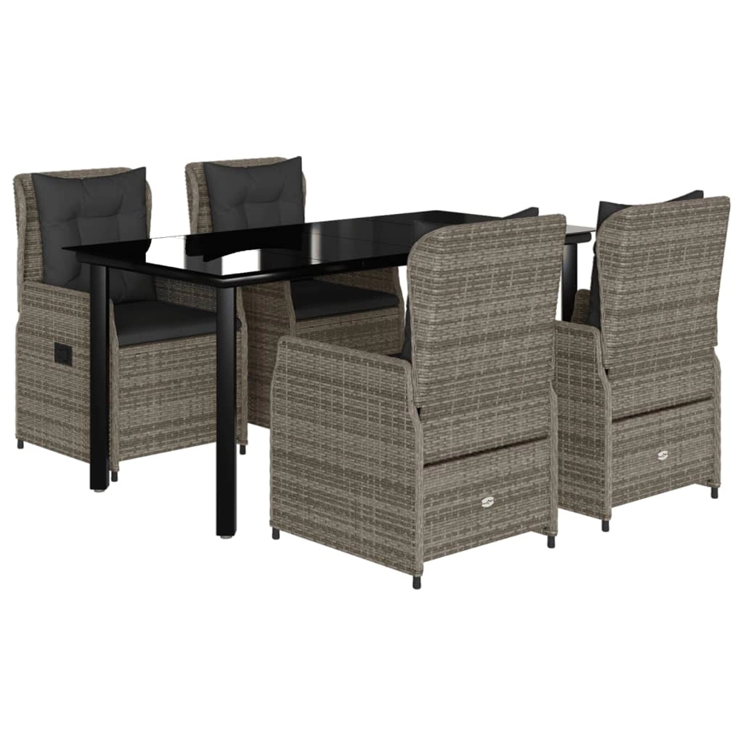 vidaXL 5-Tlg Garten-Essgruppe mit Kissen Grau Poly Rattan 3262864 günstig online kaufen