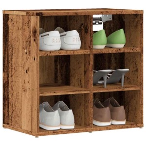 Schuhschrank in Altholz-Optik, 52x30x50 cm, mit sechs Fächern zur Aufbewahrung von Schuhen.
