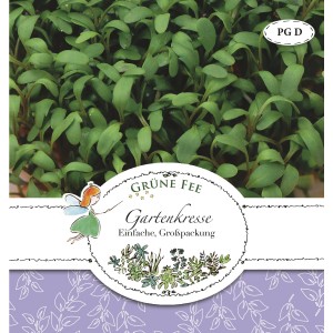 Grüne Fee Gartenkresse Samen, Maxi-Packung. Einjähriges, raschwüchsiges Saatgut für Garten, Balkon und Fensterbank.