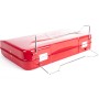 Geschlossener, roter Taino Mox Koffer-Grill, ideal für Camping und BBQ.