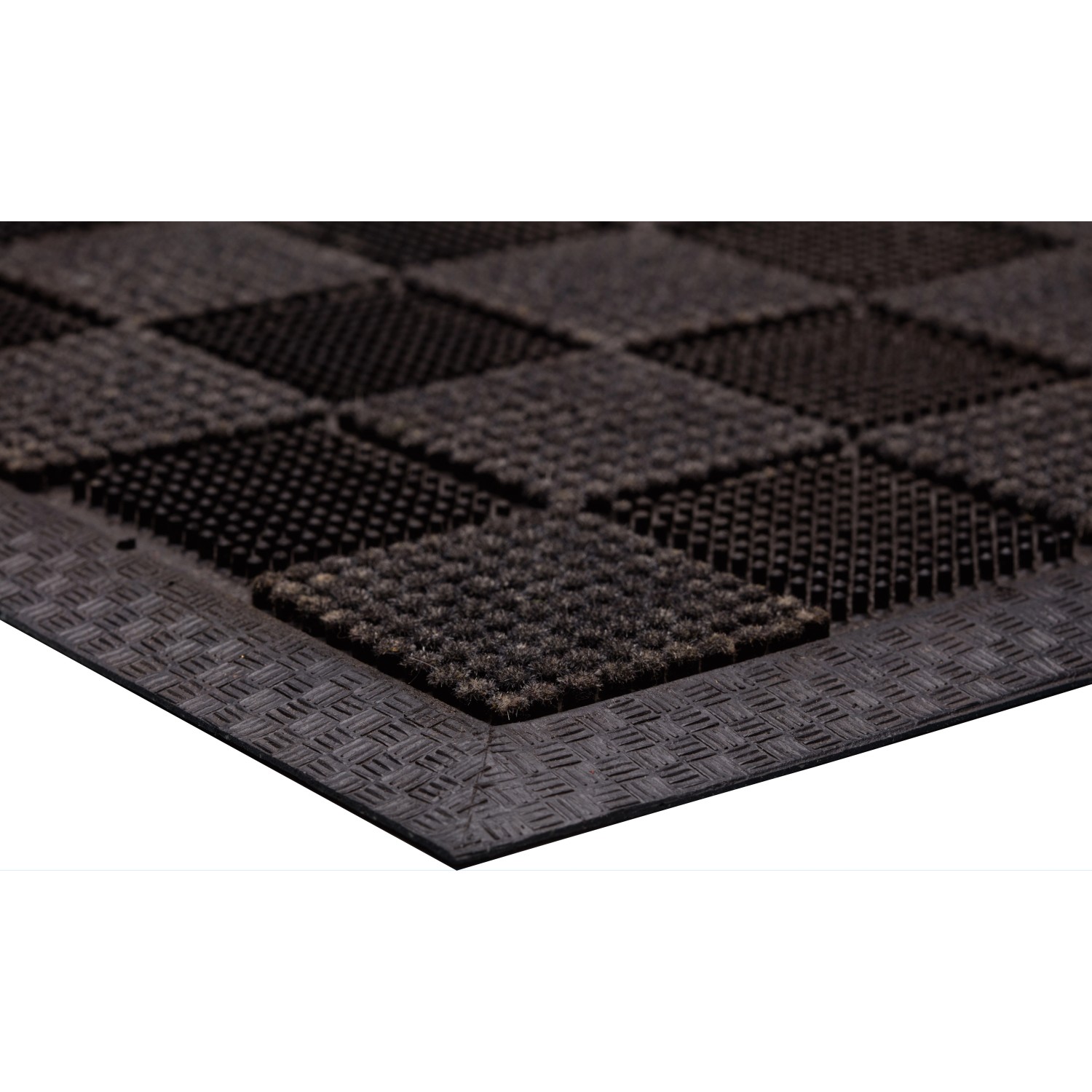 Gummipinmatte mit Beflockung, 40x70 cm, für den Außenbereich. Fußmatte mit Noppen und Schachbrettmuster.