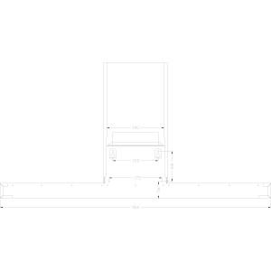 Technische Zeichnung einer PKM 9004W Dunstabzugshaube mit Maßen.