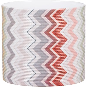 Scheurich Übertopf Fashionista mit Zickzackmuster in Rot-, Grau- und Rosatönen, Ø 12 cm.