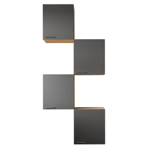 Respekta Küchenmöbel-Set Merle 7, 100 cm, Grau, bestehend aus 4 Hängeschränken mit Metallgriffen.