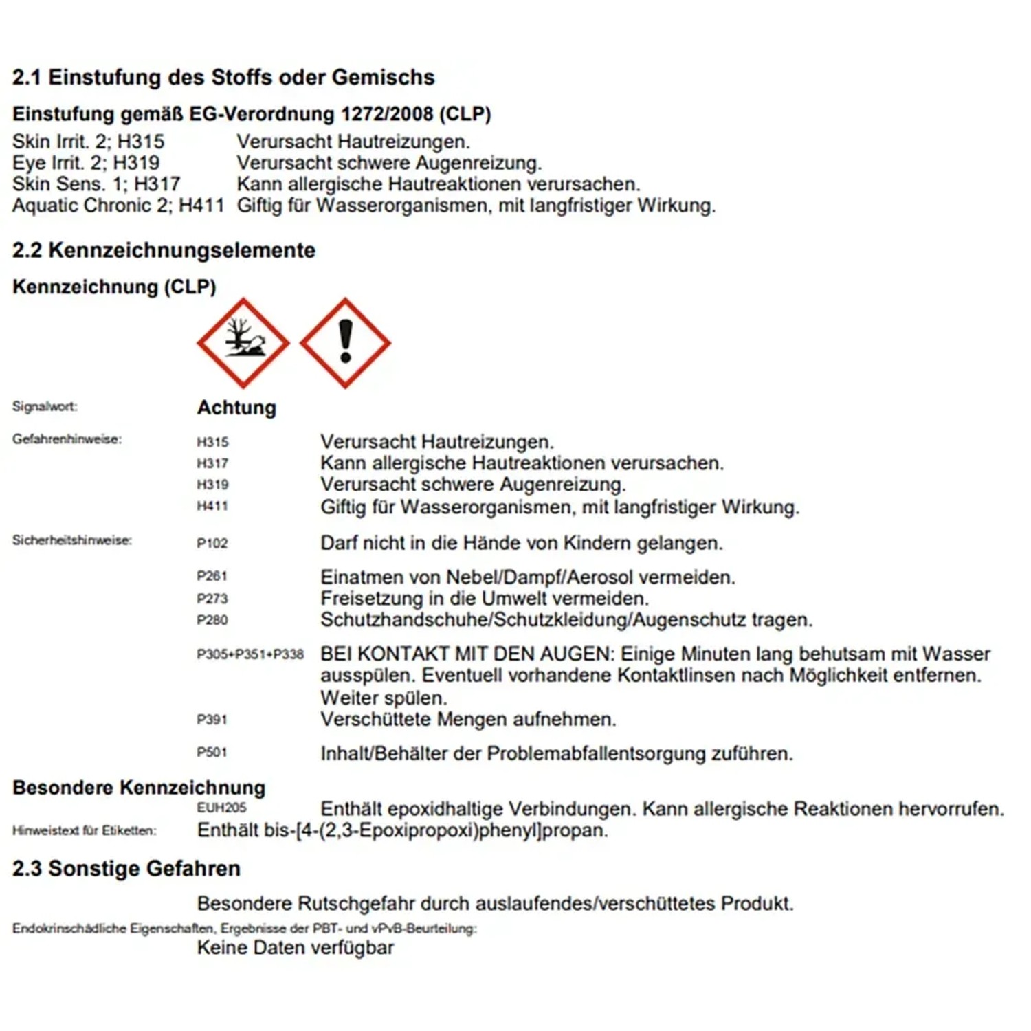 Sicherheitsdatenblatt: Gefahrenhinweise und Sicherheitsvorkehrungen für chemische Produkte.