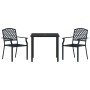 3-teiliges Garten-Esszimmer-Set aus Stahl in Anthrazit mit Tisch und 2 Stühlen.
