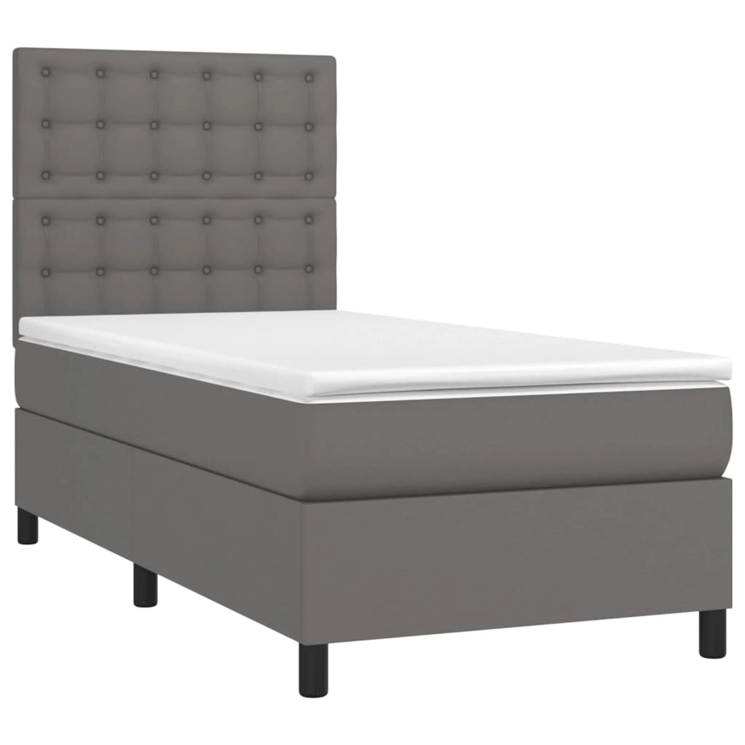 vidaXL Boxspringbett mit Matratze & LED Grau 90x200 cm Kunstleder 3135925 günstig online kaufen