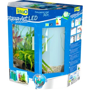 Verpackung des Tetra Aquarium-Set AquaArt Explorer Line Crayfish LED 30 l in Weiß.