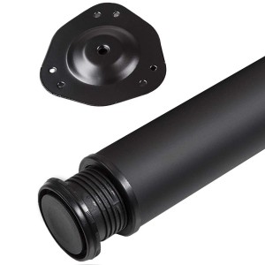 Schwarzes SOTECH Tischbein, 710 mm hoch, Stahl, mit Montageplatte. Höhenverstellbar.