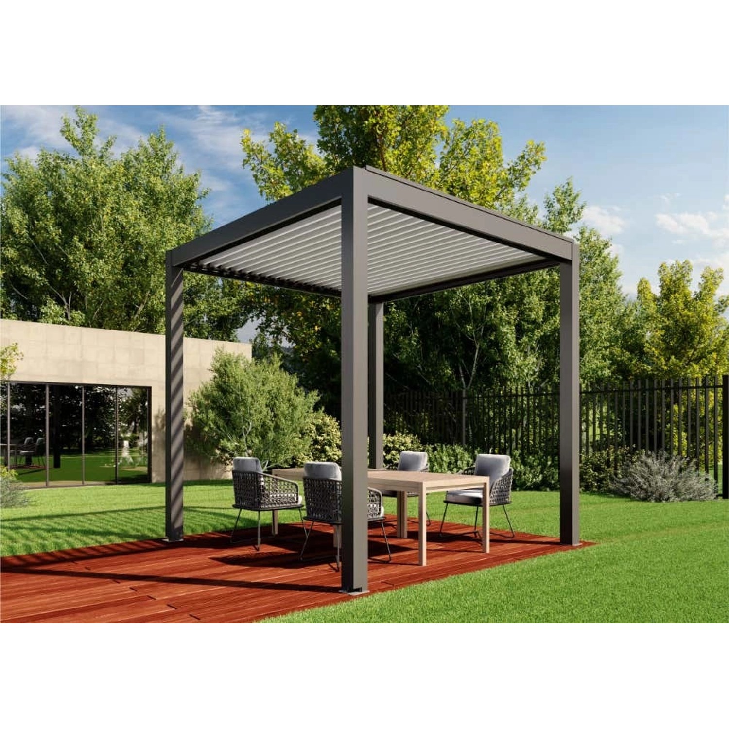 Huun Pergola Mezzo in Anthrazit-Weiß 300 x 300 cm günstig online kaufen