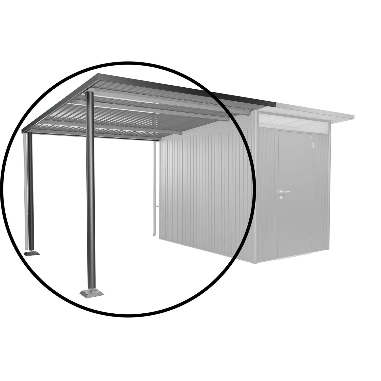 Biohort Seitendach für AvantGarde Gerätehaus A3/A7, Gr. L, Dunkelgrau-Metallic