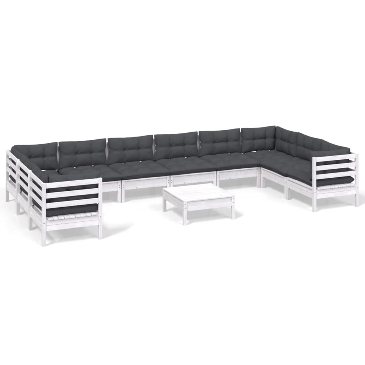 vidaXL 11-Tlg Garten-Lounge-Set mit Kissen Weiß Kiefernholz 3097338 günstig online kaufen