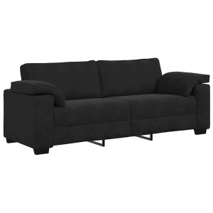 Schwarzes 3-Sitzer Sofa (178 cm) aus Samt. Modernes Design für Wohnzimmer & mehr.