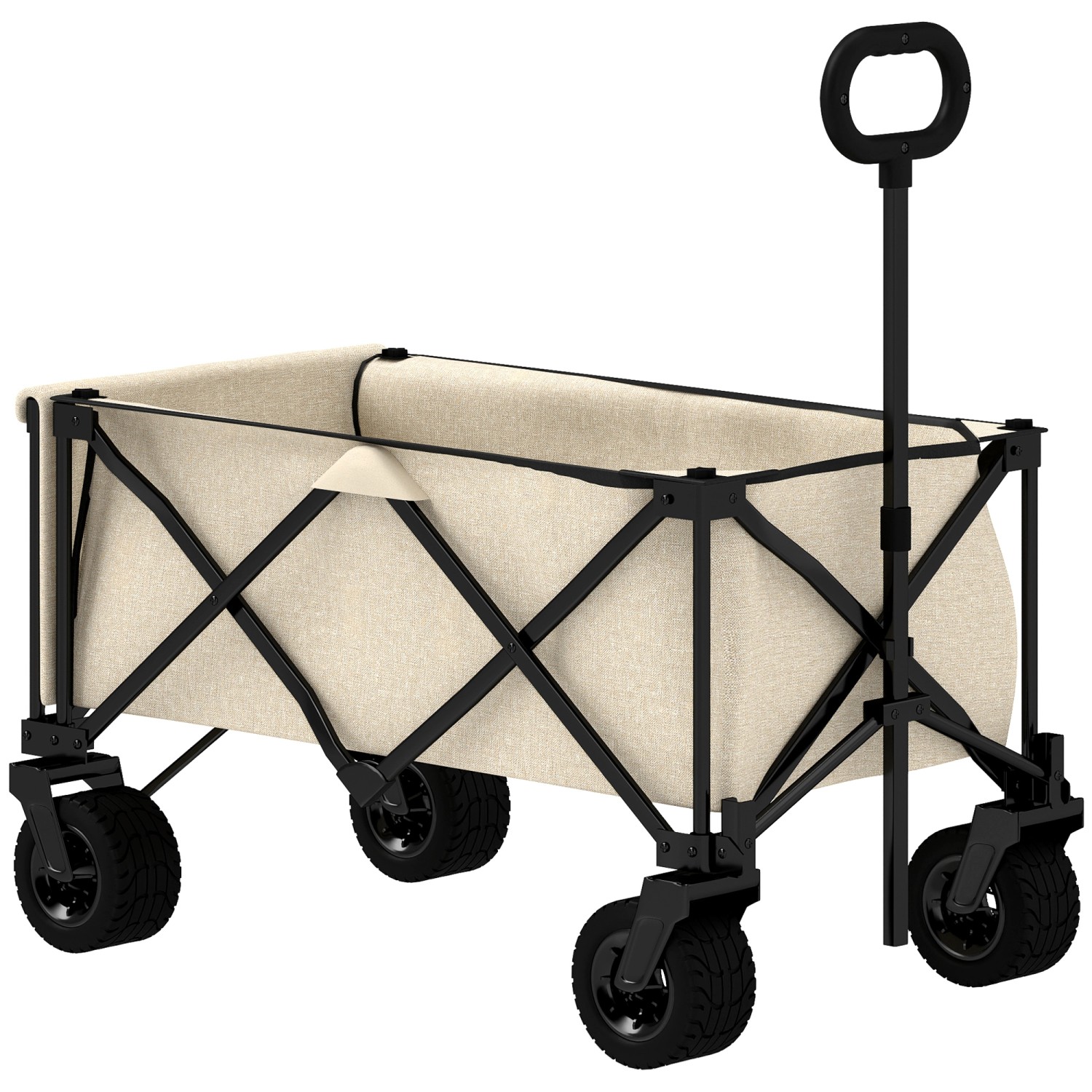 Outsunny Gartenwagen  Stahl Polyester Beige 90L x 48B x 92H cm günstig online kaufen
