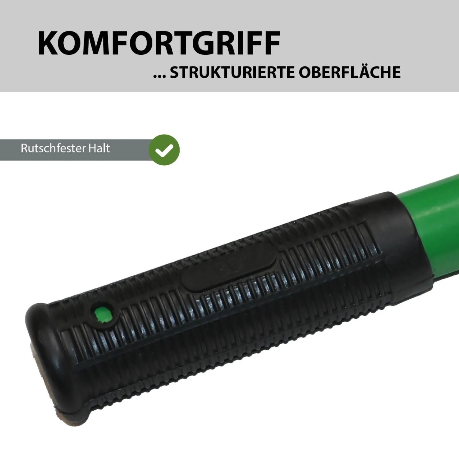 Detailaufnahme des Bolzenschneiders TRUTZHOLM mit rutschfestem, schwarzem Komfortgriff.