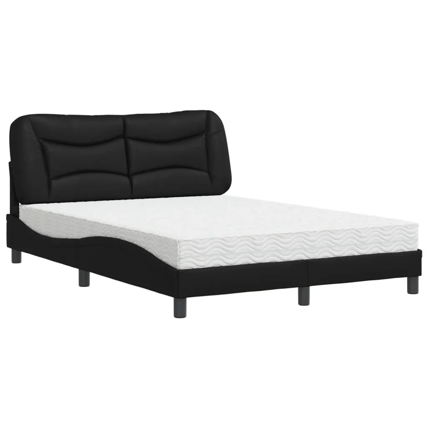 vidaXL Bett mit Matratze Schwarz 140x190 cm Kunstleder Modell 12009531