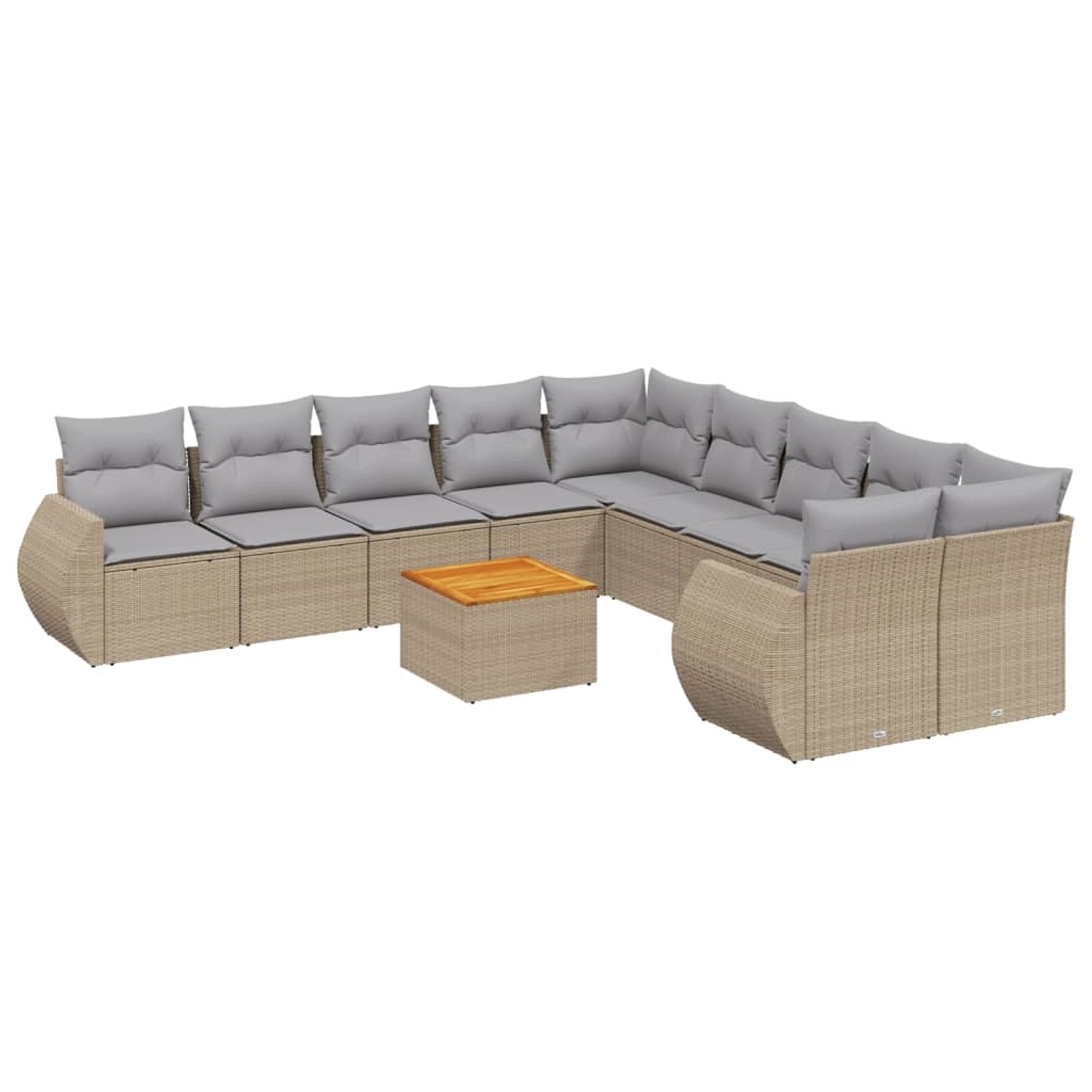 vidaXL 11-Tlg Garten-Sofagarnitur mit Kissen Beige Poly Rattan 3257529