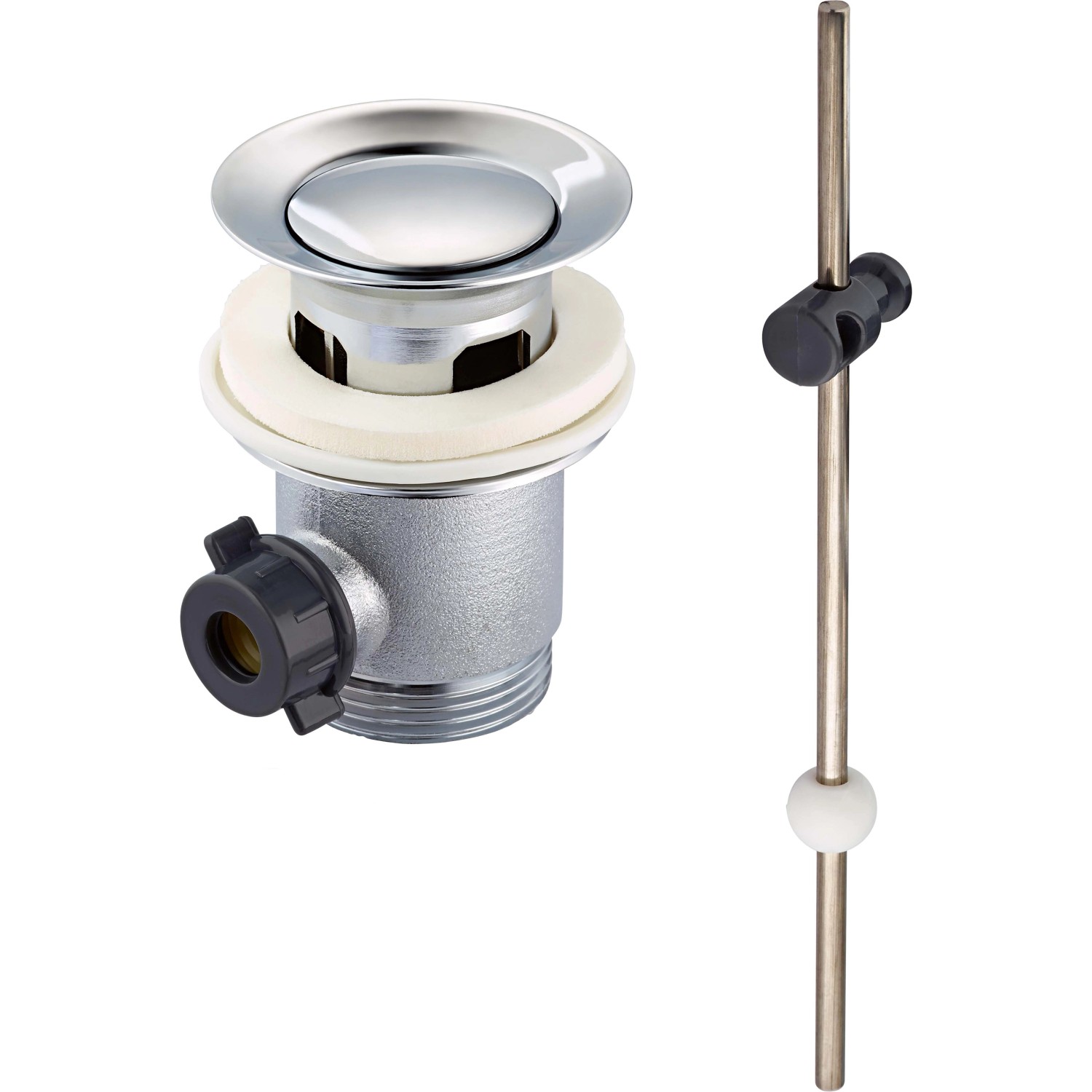 Verchromte Excentergarnitur (Ø 61 mm) für Waschtisch-Ablauf im Bad & WC.