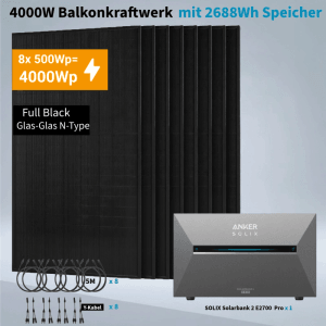 Anker SOLIX 4.000 W Balkonkraftwerk mit Solarbank 3 Pro ohne Halterung