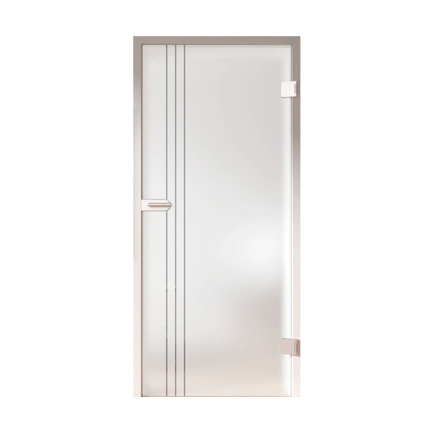 Skyscope Glasdrehtür ESG Floatglas Dekor Siebdruck 36/301 DIN R 1972x834x8 mm