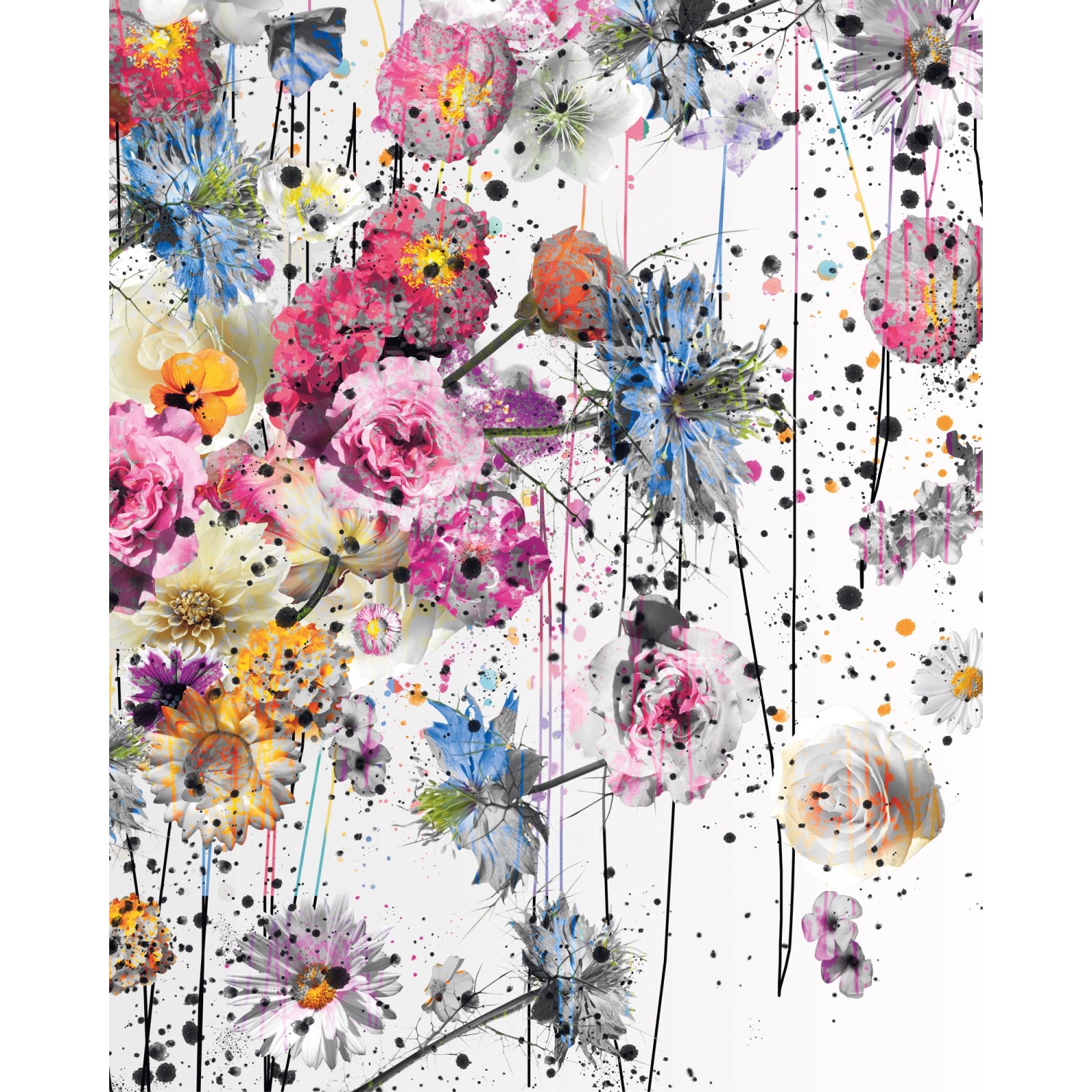 Sanders & Sanders Fototapete Blumen Malen Multicolor 200 x 250 cm 611881 günstig online kaufen