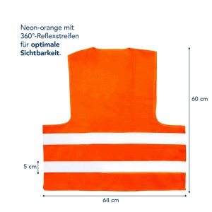 Orange Warnweste mit Reflektorstreifen für Erwachsene, geeignet für Pannenhilfe und Erste Hilfe.