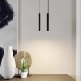 Moderne, schwarze LED-Pendelleuchte Franka, 2-flammig, aus Aluminium für Wohnzimmer.