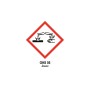 GHS05-Symbol: Ätzwirkung auf Haut und Metall. Warnhinweis für Poolchemie im mediPOOL Starterset.