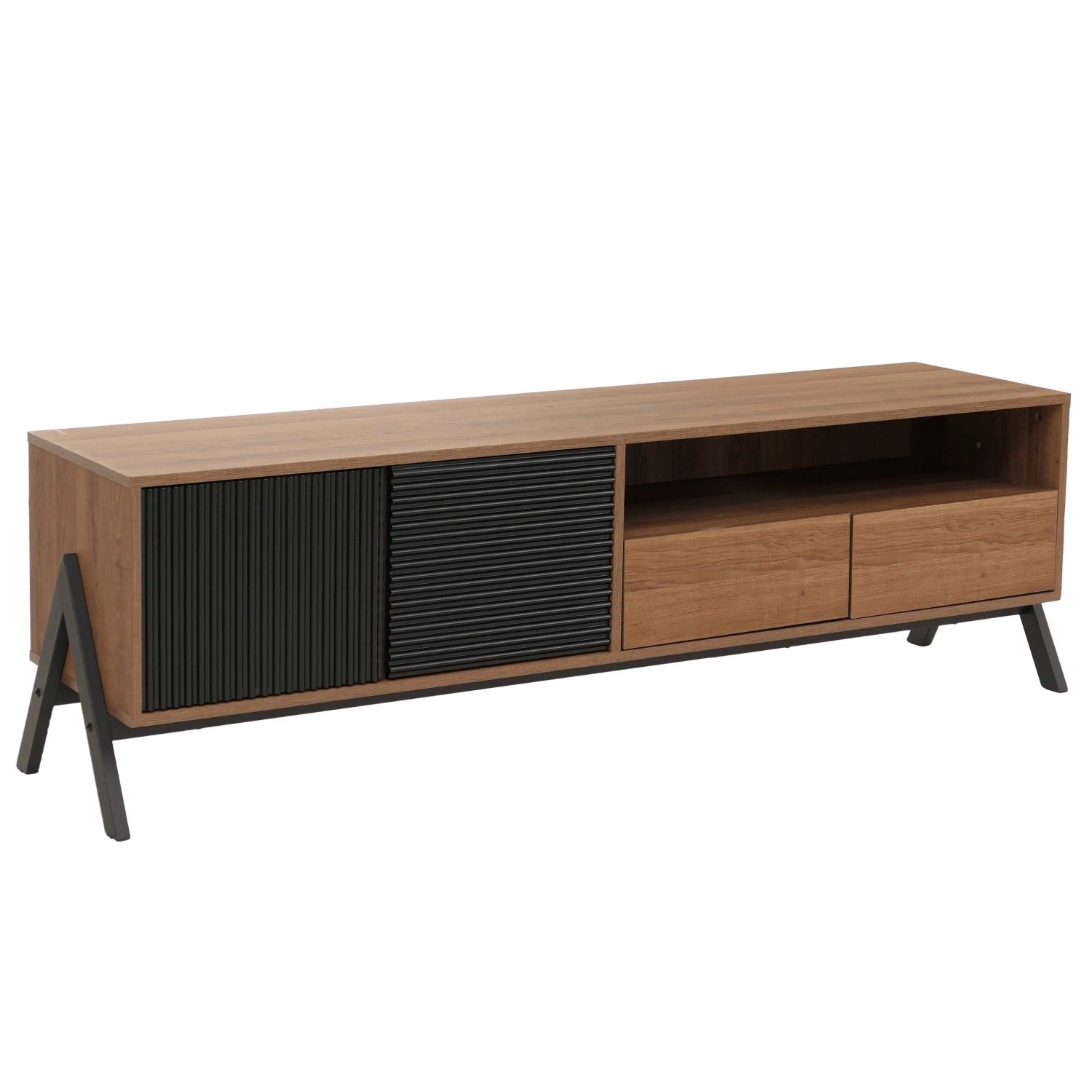 MCW TV-Rack O40 MDF Metall Melamin 48x155x40cm Natur