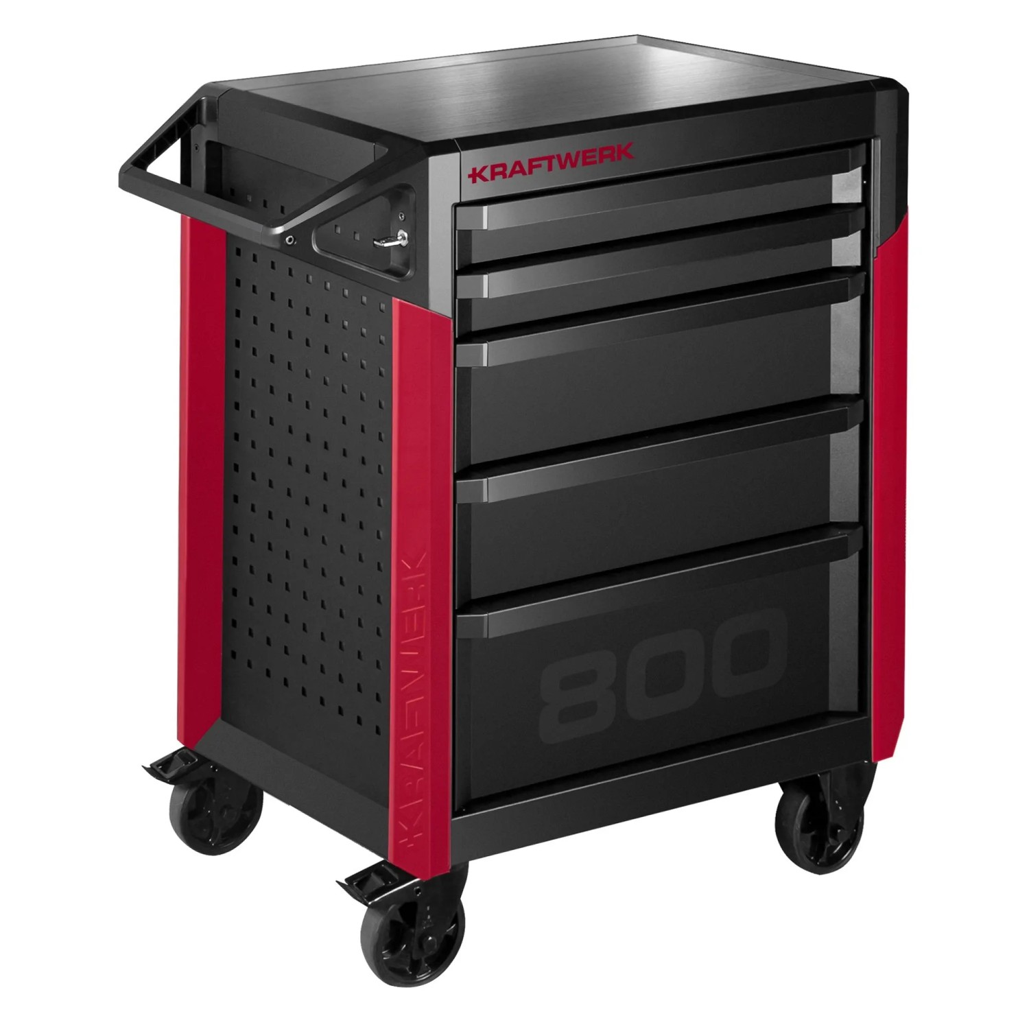 Kraftwerk Werkstattwagen PRO LINE WW PT 800 Leer 5 Schubladen Schwarz-Rot